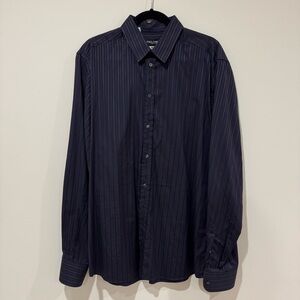 Dolce & Gabanna Martini mens navy long sleeve button down brown striped shirt